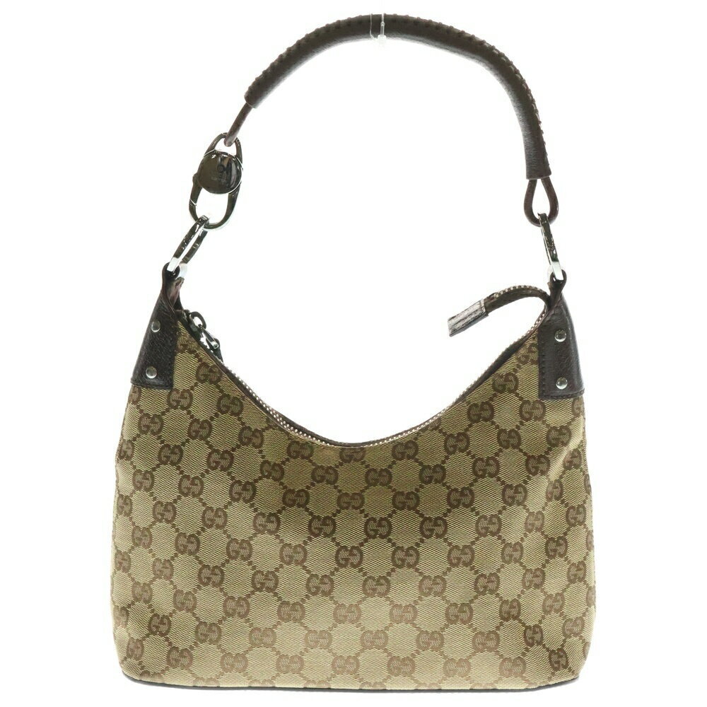 GUCCI GG Canvas One Shoulder Hobo Bag Handbag Beige Brown